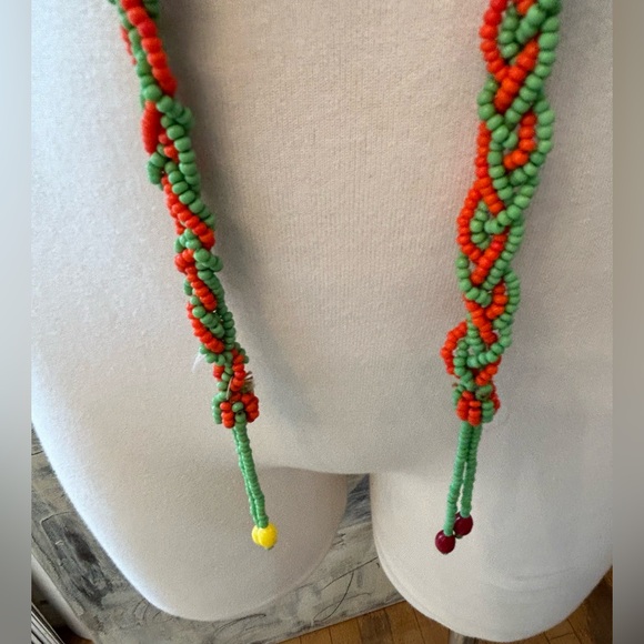 Native America Vintage Leather Seed Bead Lariet - Picture 2 of 5